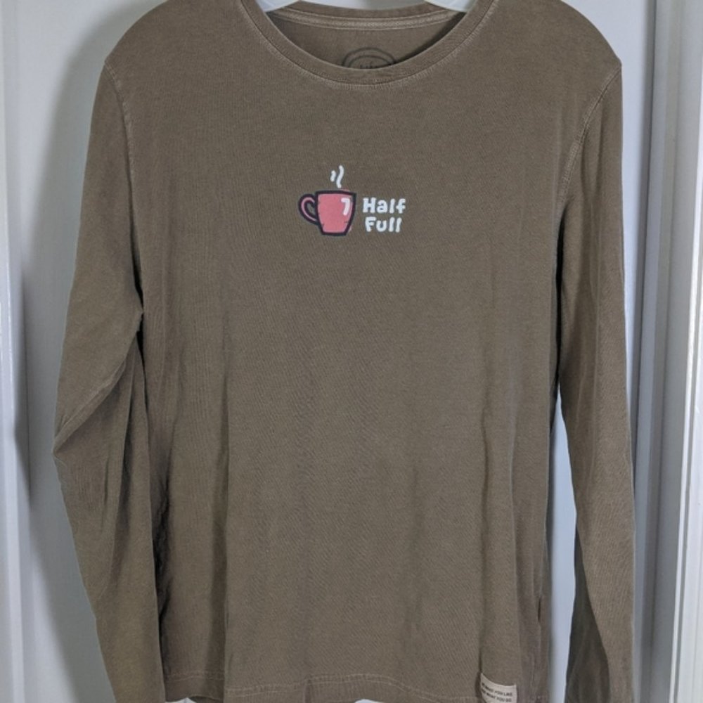 Life is Good Glass Half Full Long Sleeve Tee Sz M